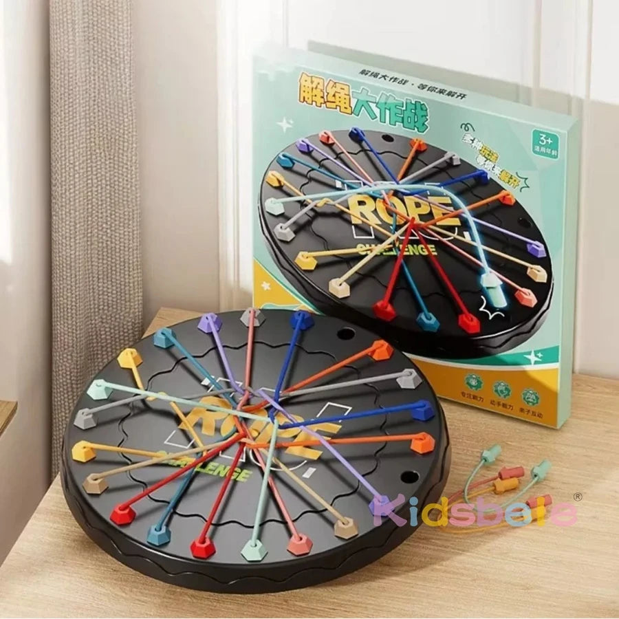 Rope Challenge Game Table Logic Puzzle Board Game for Kids & Brain Training String Lacing Toys Brain Teaser Fine Motor Skill Toy