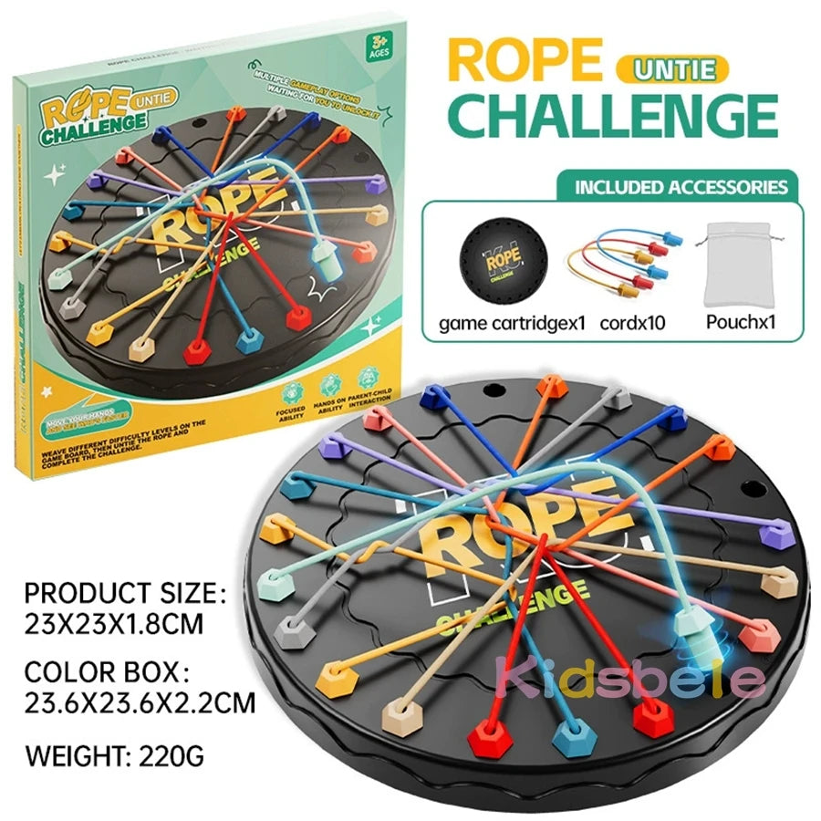 Rope Challenge Game Table Logic Puzzle Board Game for Kids & Brain Training String Lacing Toys Brain Teaser Fine Motor Skill Toy