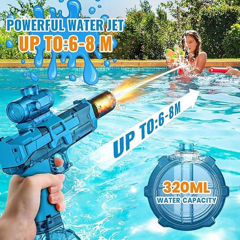 Electric Water Blaster for Adults Kids, Automatic Squirt Blaster with a Long Range of up to 26-30 Ft, LED Light Large Capacity Battle Blaster Fully Auto Water Blaster (Blue)