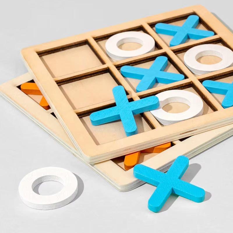 Board Game Toy Leisure Parent-Child Interaction Game Noughts and Crosses Game Wooden Board Puzzle Game Educational Toy