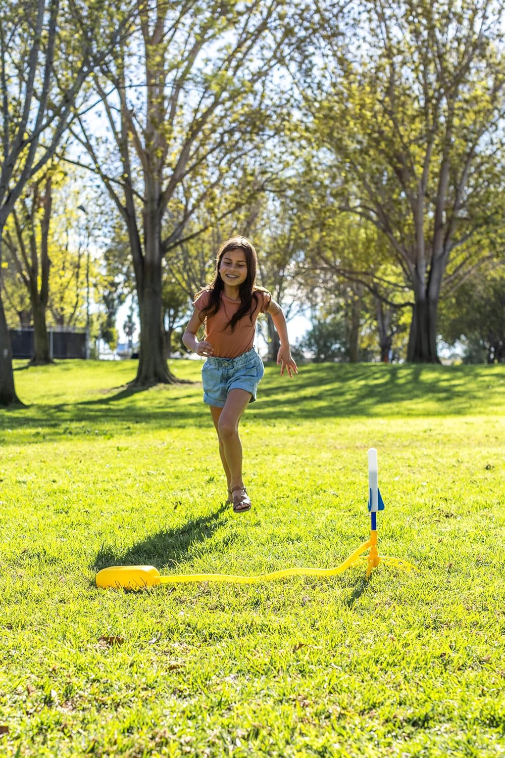 Jr Glow Rocket Launcher for Kids - 4 Glow-In-The-Dark Rockets - Outdoor Fun Toy Gift for Boys & Girls - STEM Soft Foam Blaster Set Soars up to 100 Feet - Ages 3 & Up