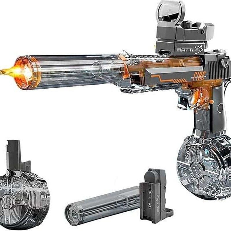 Electric Water Blaster with LED Lights Muzzle Flash, Water Shooter Powerful Squirt Water Pistol for Kids/Adults, Range 26-35Ft, High Powered IP67 Waterproof for Summer, Outdoor, Party, Birthday Gift, Swimming Pools, Party Beach