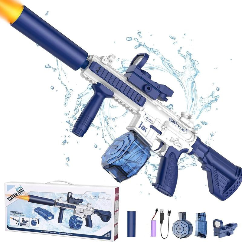 Electric Water Blaster with LED Lights Muzzle Flash, Water Shooter Powerful Squirt Water Pistol for Kids/Adults, Range 26-35Ft, High Powered IP67 Waterproof for Summer, Outdoor, Party, Birthday Gift, Swimming Pools, Party Beach