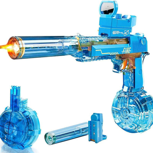 Electric Water Blaster with LED Lights Muzzle Flash, Water Shooter Powerful Squirt Water Pistol for Kids/Adults, Range 26-35Ft, High Powered IP67 Waterproof for Summer, Outdoor, Party, Birthday Gift, Swimming Pools, Party Beach