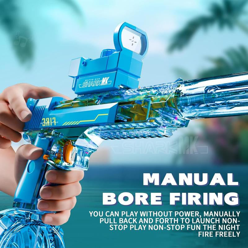 Electric Water Blaster with LED Lights Muzzle Flash, Water Shooter Powerful Squirt Water Pistol for Kids/Adults, Range 26-35Ft, High Powered IP67 Waterproof for Summer, Outdoor, Party, Birthday Gift, Swimming Pools, Party Beach
