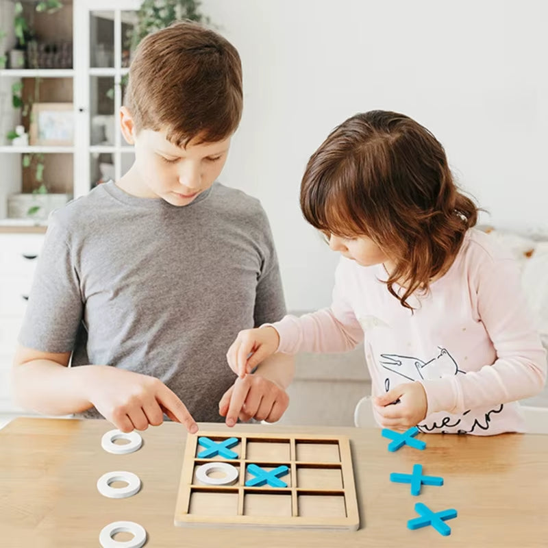 Board Game Toy Leisure Parent-Child Interaction Game Noughts and Crosses Game Wooden Board Puzzle Game Educational Toy