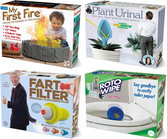 Prank Gift Box Bundle Set 1, 4 Unique Gift Boxes, Wrap Your Real Present in a Funny Authentic Prank-O Gag Present Box, Medium-Sized Novelty Gifting Box for Pranksters