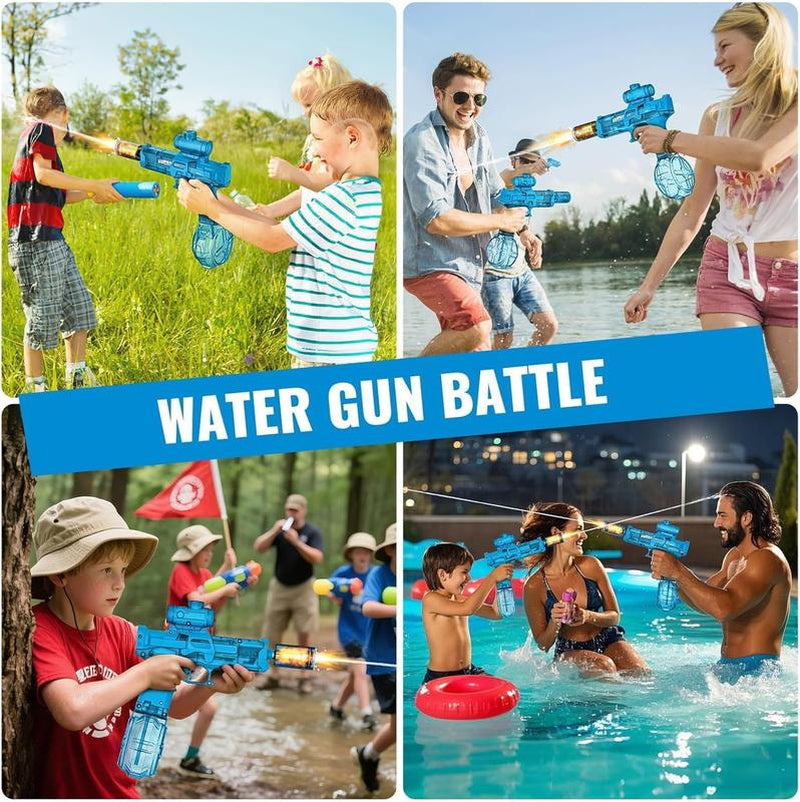 Electric Water Blaster for Adults Kids, Automatic Squirt Blaster with a Long Range of up to 26-30 Ft, LED Light Large Capacity Battle Blaster Fully Auto Water Blaster (Blue)