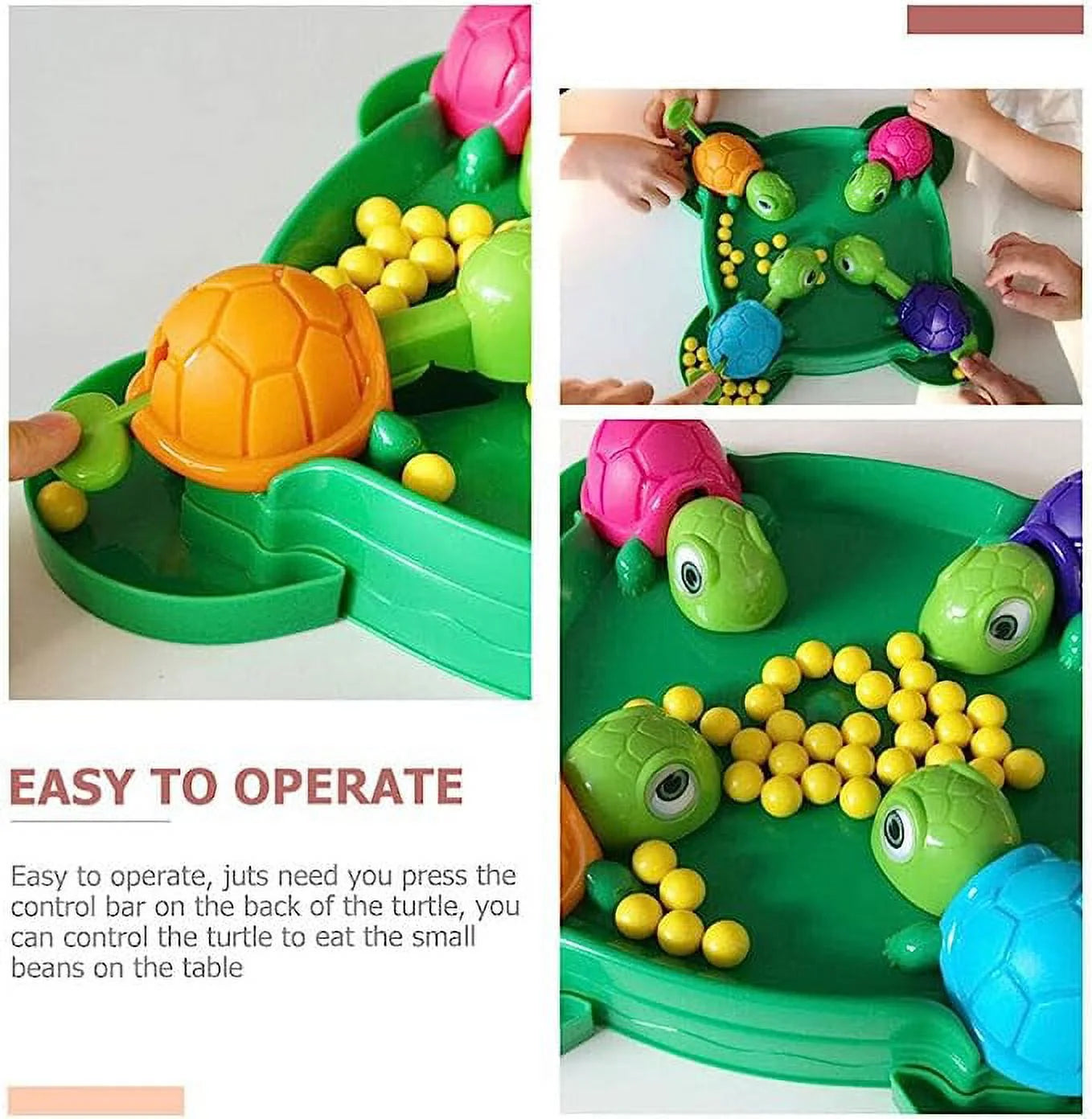 Hungry Turtle Board Game Hungry Hungry Hippos Tabletop Game Tortoise Eat Bean Preschool Intelligent Educational Toy for Outdoors Travel Family Game, Intense Game of Quick Reflexes