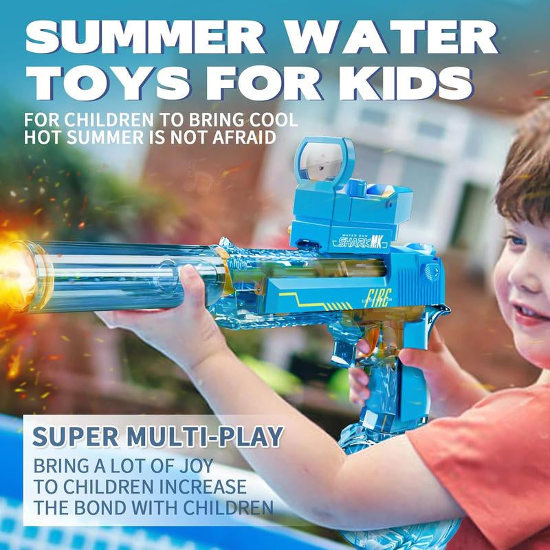Electric Water Blaster with LED Lights Muzzle Flash, Water Shooter Powerful Squirt Water Pistol for Kids/Adults, Range 26-35Ft, High Powered IP67 Waterproof for Summer, Outdoor, Party, Birthday Gift, Swimming Pools, Party Beach