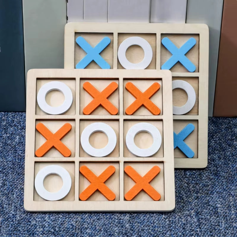 Board Game Toy Leisure Parent-Child Interaction Game Noughts and Crosses Game Wooden Board Puzzle Game Educational Toy