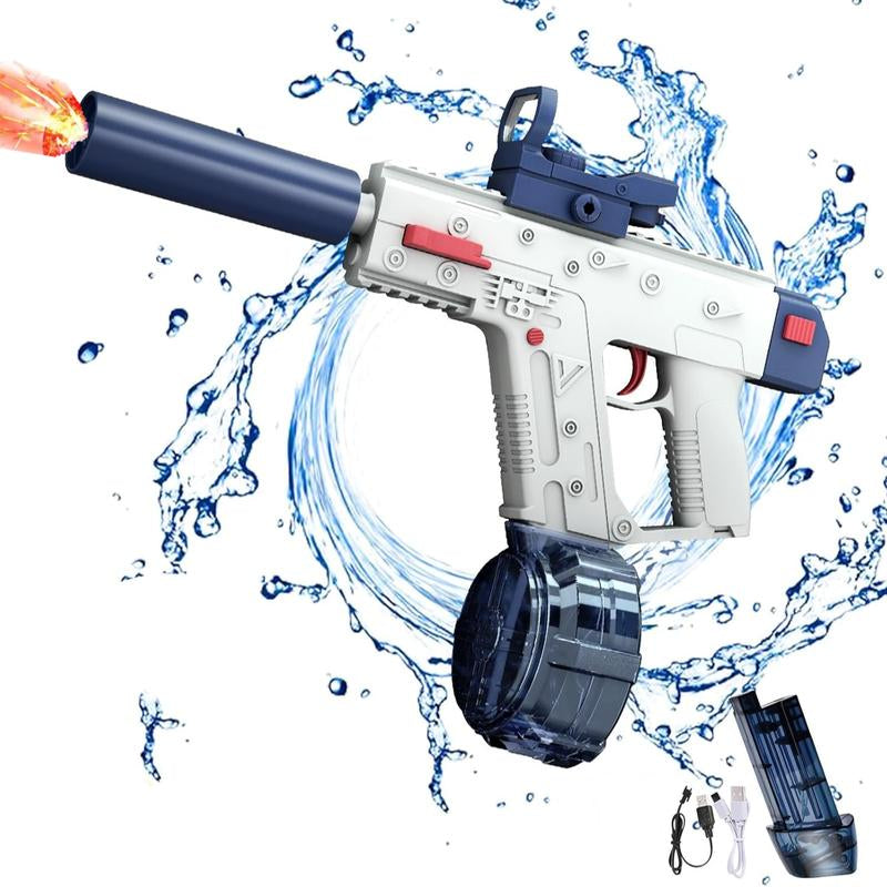 Electric Water Blaster with LED Lights Muzzle Flash, Water Shooter Powerful Squirt Water Pistol for Kids/Adults, Range 26-35Ft, High Powered IP67 Waterproof for Summer, Outdoor, Party, Birthday Gift, Swimming Pools, Party Beach