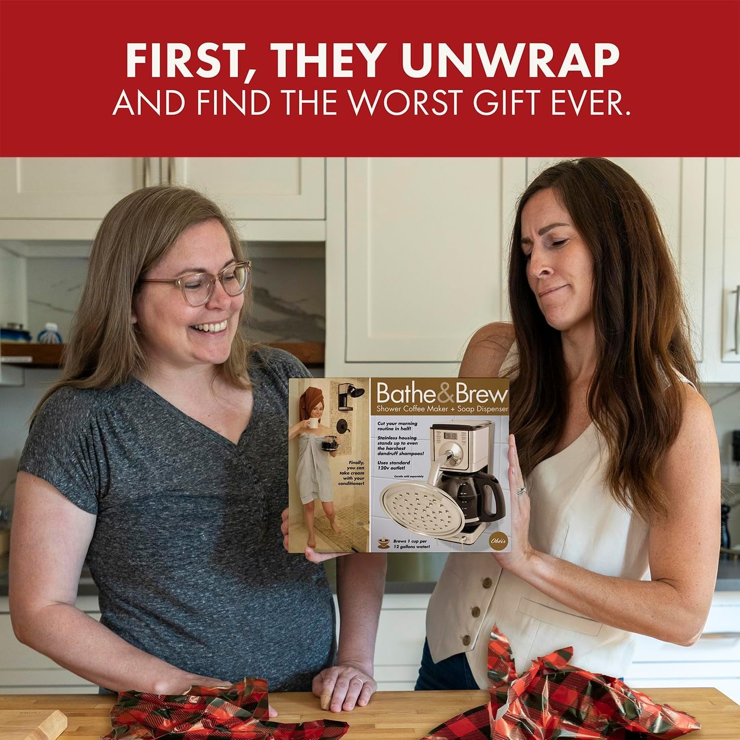Prank-O Bathe & Brew Gag Gift Empty Box, Birthday Gift Box, Wrap Your Real Present in a Convincing and Funny Fake Gift Box, Practical Joke for Birthday Presents, Holidays, Parties