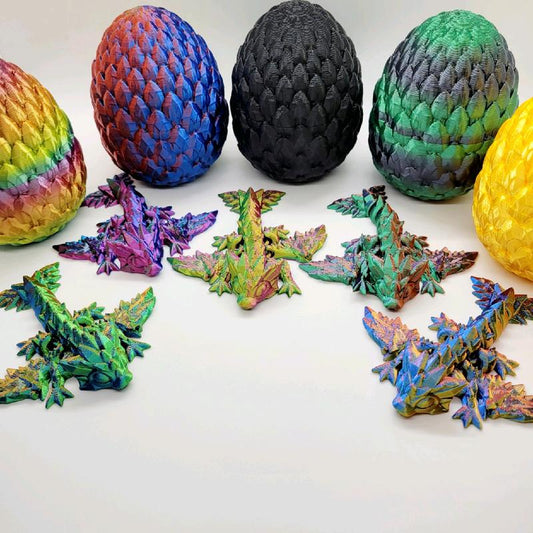 Dragon and Dragon Egg | Mystery | Articulated 3D Printed Color Changing | Christmas Stocking Stuffer | Gift Idea Present | Fidget Toy Kids Teens Adults Christmas Gift Ideas Boy Girl