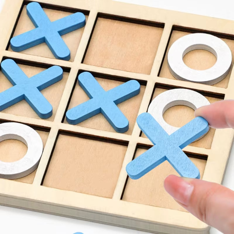 Board Game Toy Leisure Parent-Child Interaction Game Noughts and Crosses Game Wooden Board Puzzle Game Educational Toy