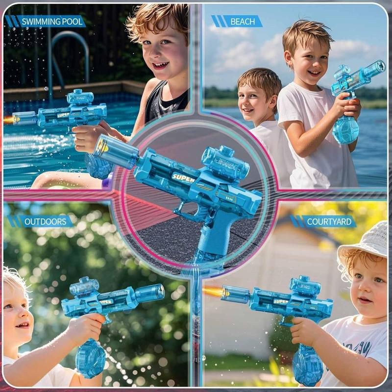 Electric Water Blaster for Adults Kids, Automatic Squirt Blaster with a Long Range of up to 26-30 Ft, LED Light Large Capacity Battle Blaster Fully Auto Water Blaster (Blue)