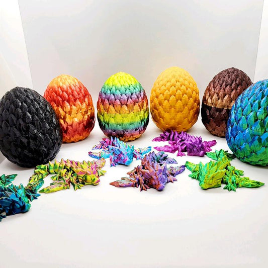 Dragon and Dragon Egg | Mystery | Articulated 3D Printed Color Changing | Christmas Stocking Stuffer | Gift Idea Present | Fidget Toy Kids Teens Adults Christmas Gift Ideas Boy Girl