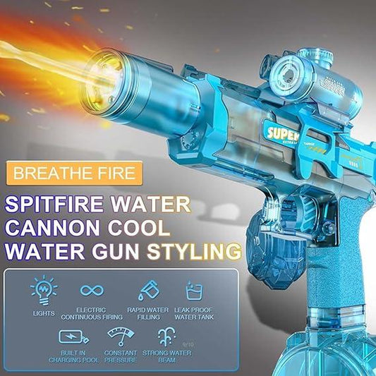 Electric Water Blaster for Adults Kids, Automatic Squirt Blaster with a Long Range of up to 26-30 Ft, LED Light Large Capacity Battle Blaster Fully Auto Water Blaster (Blue)