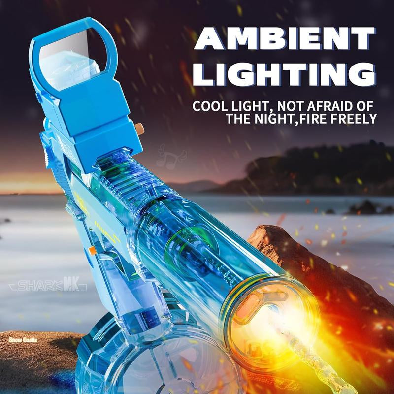 Electric Water Blaster with LED Lights Muzzle Flash, Water Shooter Powerful Squirt Water Pistol for Kids/Adults, Range 26-35Ft, High Powered IP67 Waterproof for Summer, Outdoor, Party, Birthday Gift, Swimming Pools, Party Beach