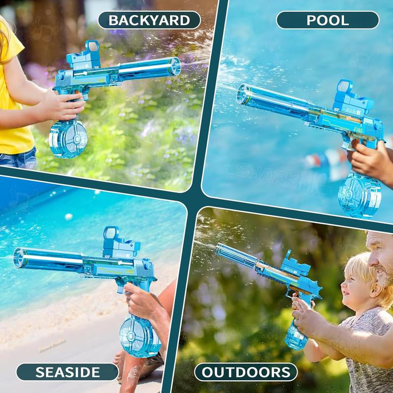 Electric Water Blaster with LED Lights Muzzle Flash, Water Shooter Powerful Squirt Water Pistol for Kids/Adults, Range 26-35Ft, High Powered IP67 Waterproof for Summer, Outdoor, Party, Birthday Gift, Swimming Pools, Party Beach