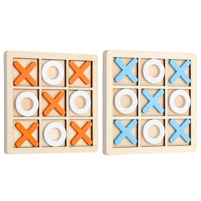 Board Game Toy Leisure Parent-Child Interaction Game Noughts and Crosses Game Wooden Board Puzzle Game Educational Toy