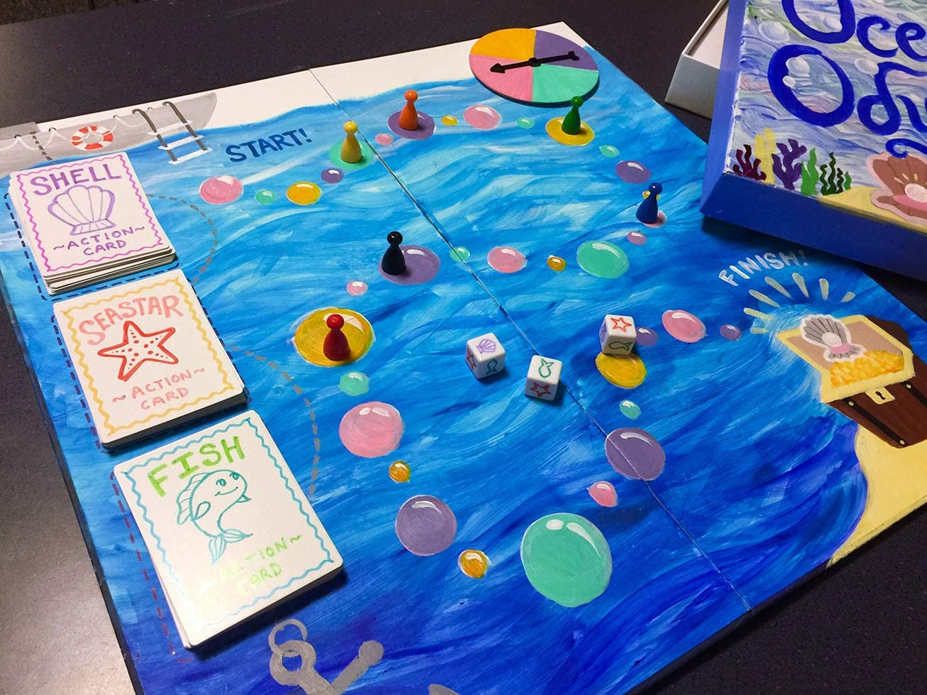 Create Your Own Board Game Set – DIY Kit with Blank Game Board, Game Pieces, Blank Cards, Dice, Spinner – Build Your Own Game for Family Board Games